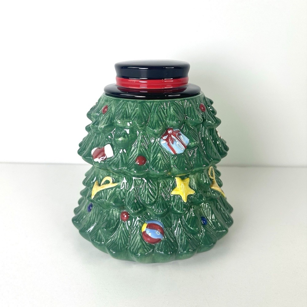 Christmas Tree Cookie Jar Candy Storage Green 3 Piece The Main Ingredients 7.5" - Picture 2 of 8